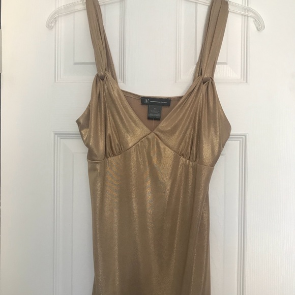 NEW - Dressy Gold V-Neck Sleeveless Top - Picture 5 of 7